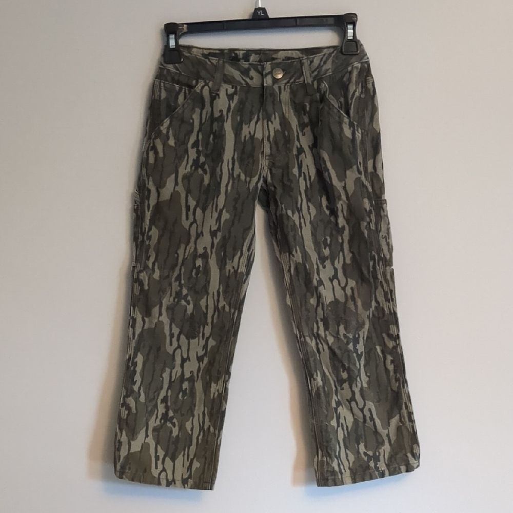 Carhartt Boys Bottomland Camo Green Black Cargo Carpenter Pants - Size 8